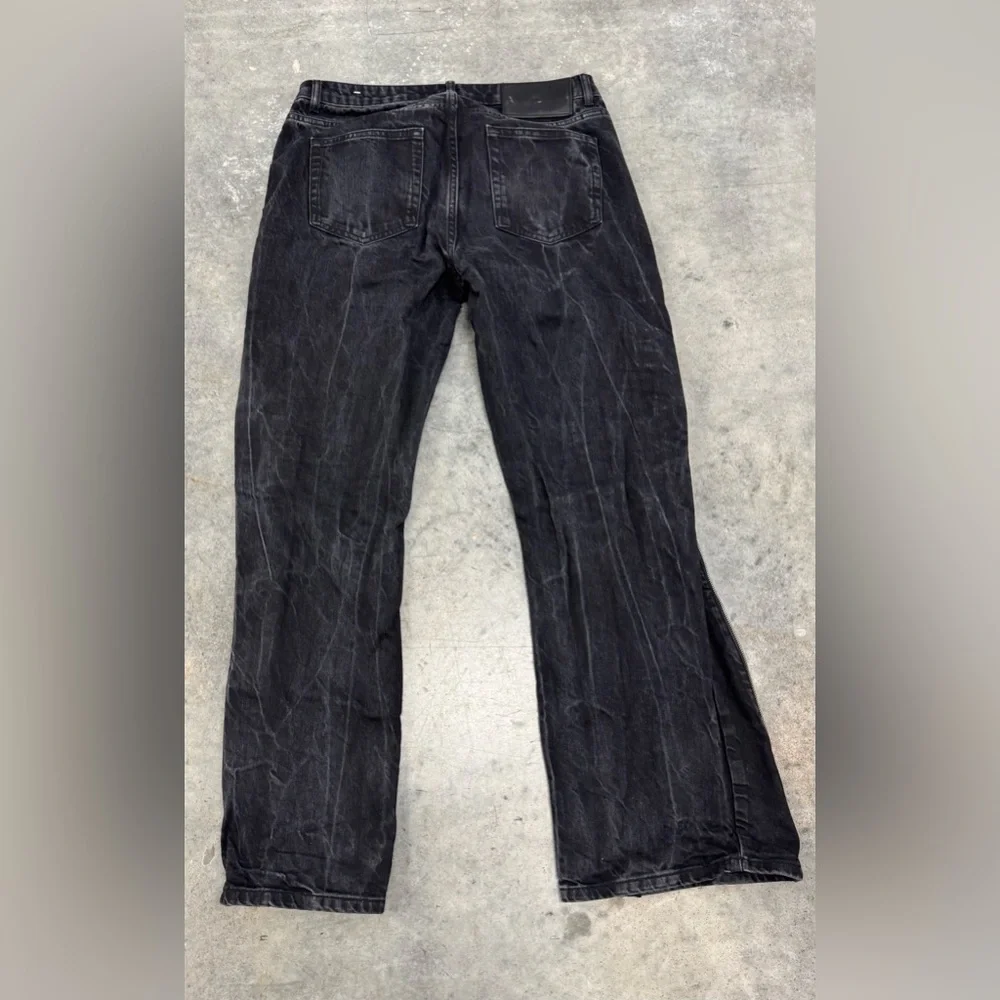 Zara Black Washed Wide-Leg Jeans with Side Zippers - Picture 4 of 9
